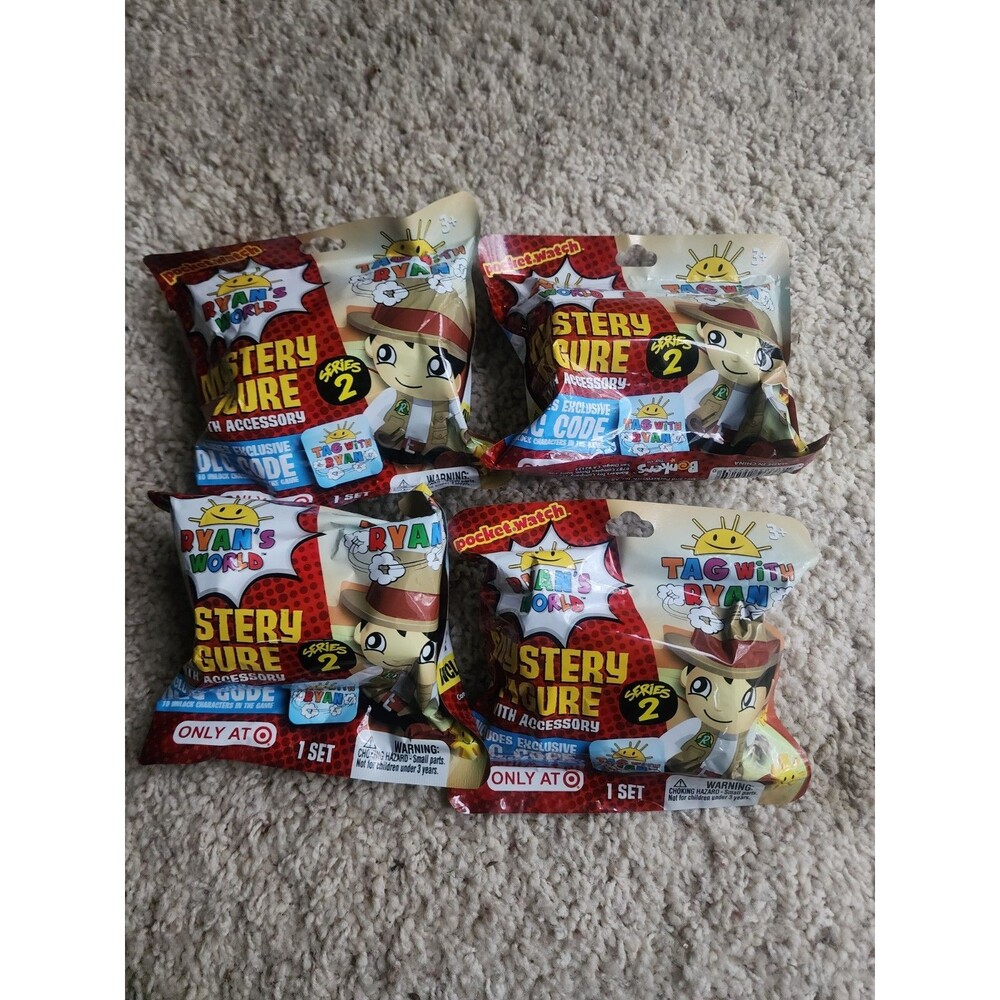 Lot of 4 Sealed Ryan's World "Tag with Ryan" Series 2 Mystery Figure Blind Bags